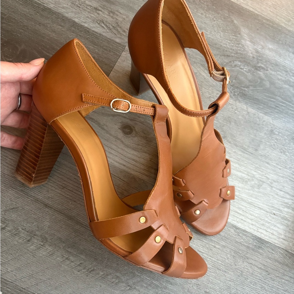 Brown Leather Sezane Heel Sandals - Like New - Size 8 - Picture 9 of 14